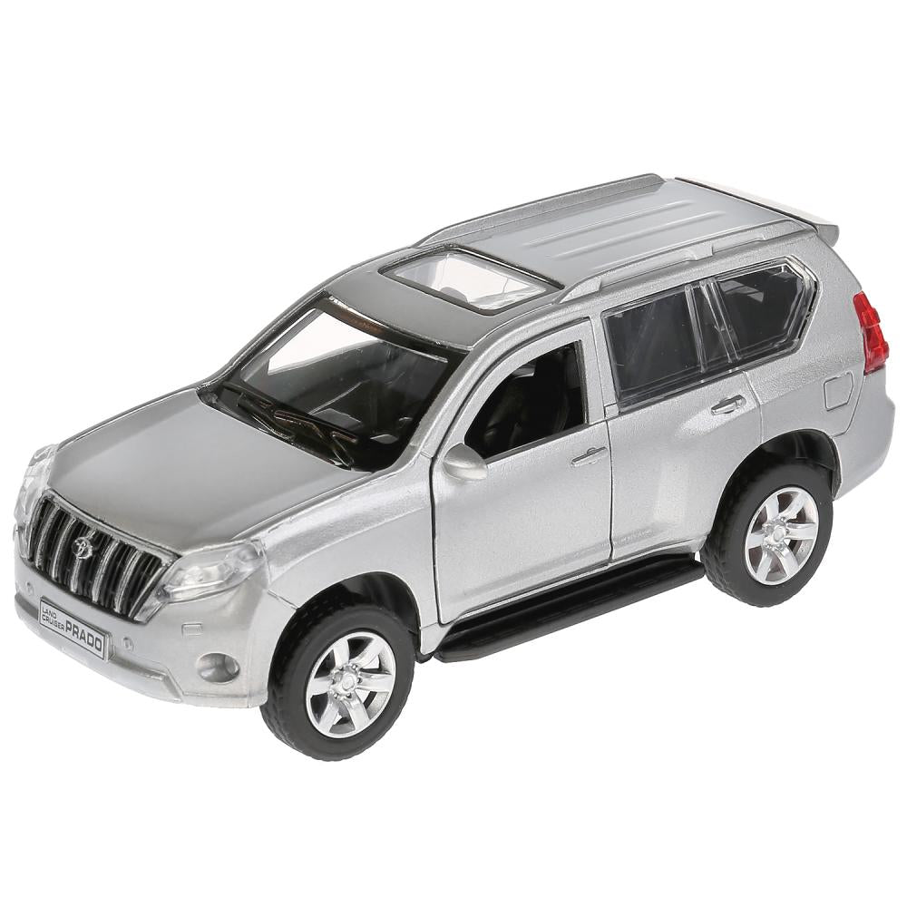 Машина металл "TOYOTA PRADO" 12см, открыв. двери, инерц, СЕРЕБРИСТЫЙ в кор. Технопарк в кор.2*36шт