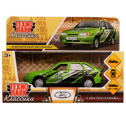 Машина металл LADA -2114 "SAMARA" СПОРТ, 12 см, двер, баг, ин, зеленый, кор. Технопарк в кор.2*36шт