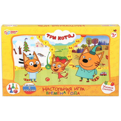НАСТОЛЬНАЯ ИГРА-ХОДИЛКА "УМНЫЕ ИГРЫ" ВРЕМЕНА ГОДА.ТРИ КОТА В РУСС. КОР. в кор.20шт