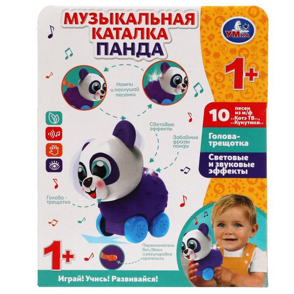 Музыкальная каталка панда КОТЕ ТВ 30 песен,звуков,фраз.свет.кор.бат. Умка в кор.60шт