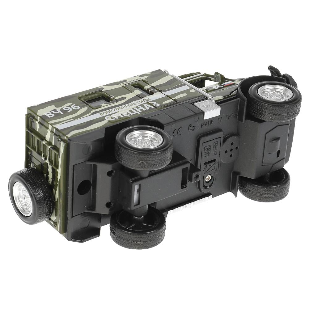 FY6066A-14SLMIL-GN306656 Машина металл свет-звук ГРУЗОВИК ВОЕННЫЙ КАМУФЛЯЖ 14 см, двери, зелен, кор.