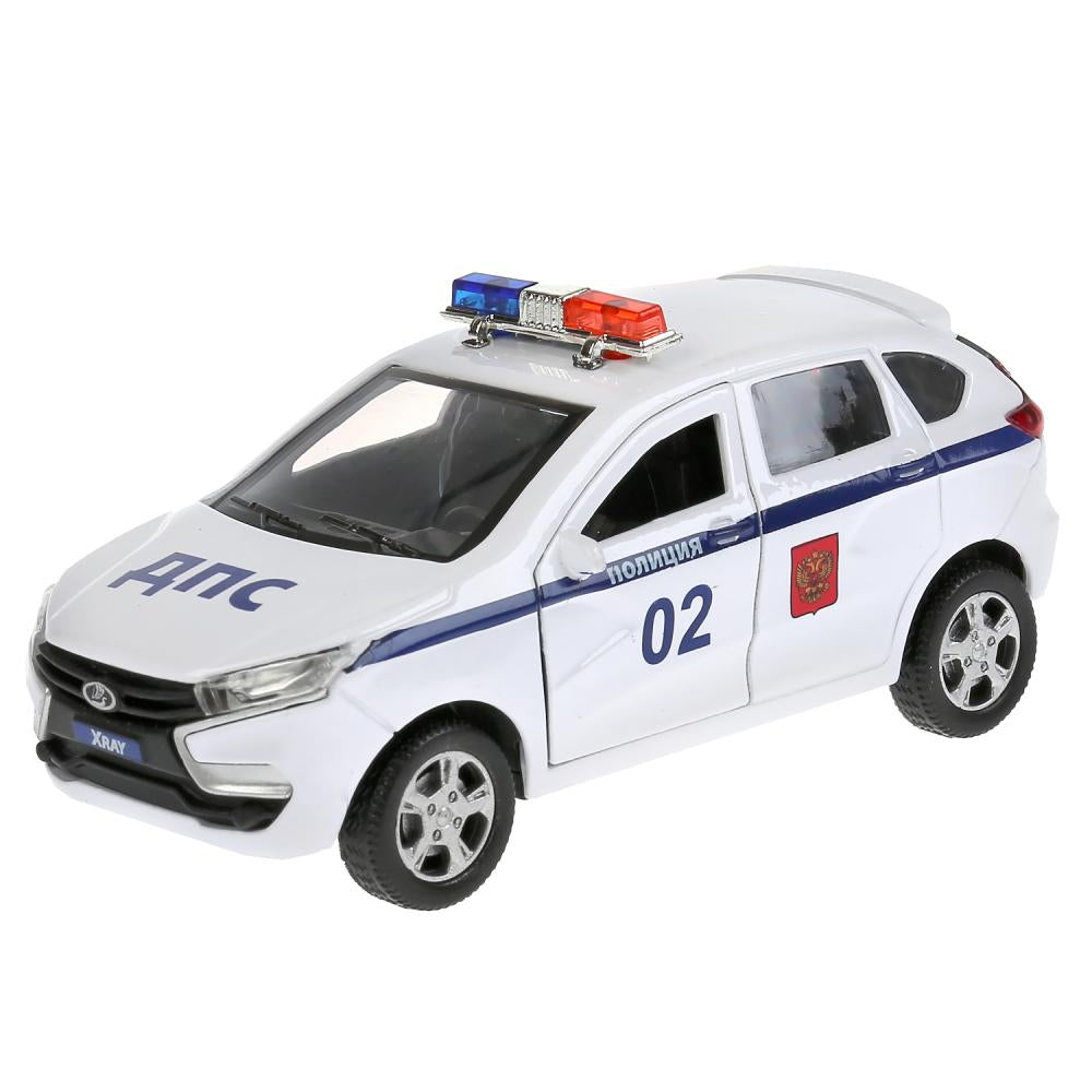 XRAY-12POL-WH 297507 Машина металл LADA XRAY ПОЛИЦИЯ длина 12 см, двери, багаж, инерц, белый, кор Те
