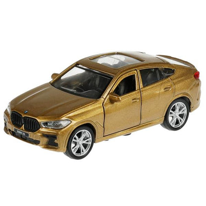 Машина металл BMW X6 длина 12 см, двери, багаж, инер, бежевый, кор. Технопарк в кор.2*36шт