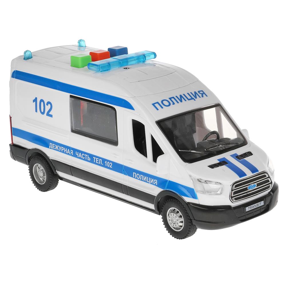 TRANSITVAN-16PLPOL-WH Машина пластик свет-звук FORD TRANSIT ПОЛИЦИЯ 16 см, двери, 3 кнопки, кор. Тех