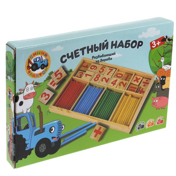 Игрушка деревянная счетный набор СИНИЙ ТРАКТОР в кор. Буратино в кор.120шт