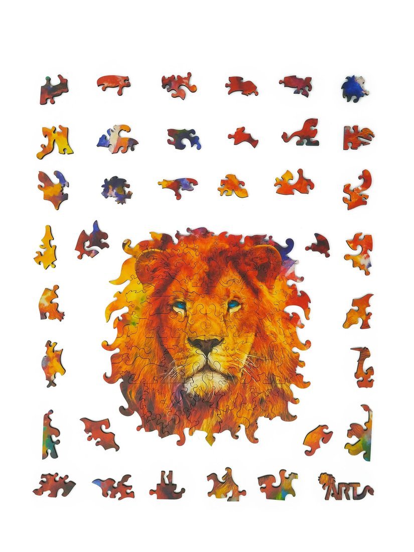 Фигурный деревянный пазл "ANIMAL ART" Лев 112 дет. арт.8391 (мрц 690 руб.) /24