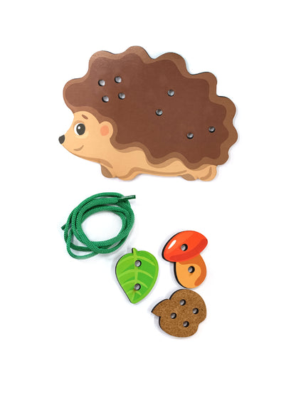 Шнуровка деревянная "Ежик" Baby Toys Wood (европодвес)