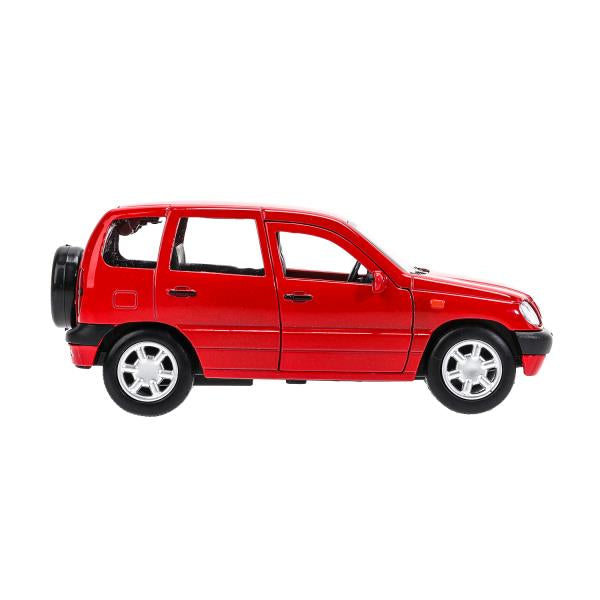 Машина металл LADA NIVA длина 12 см, двери, багаж, инерц, красный, кор. Технопарк в кор.2*36шт