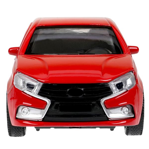 Машина металл LADA vesta 11,5 см, двери, багаж, красный, кор. Технопарк в кор.2*36шт