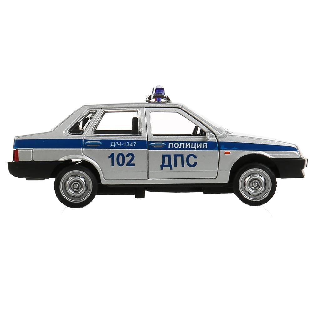 Машина металл свет-звук LADA-21099 "СПУТНИК" ПОЛИЦИЯ 12 см, двери, кор. Технопарк в кор.2*36шт