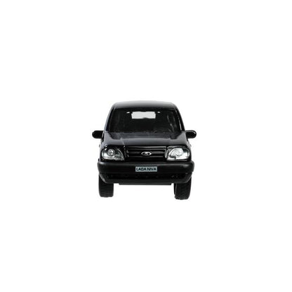 Машина металл LADA NIVA длина 12 см, двери, багаж, инерц, черный, кор. Технопарк в кор.2*36шт