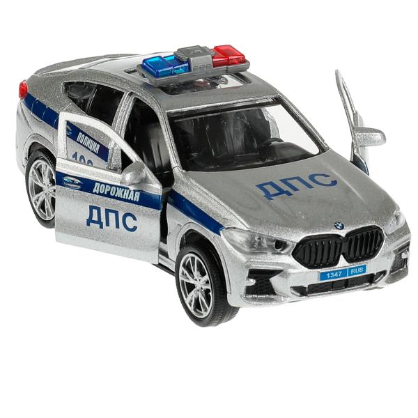 Машина металл свет-звук BMW X6 mk3 g06 ПОЛИЦИЯ 12 см, двер, инер, сер, кор. Технопарк в кор.2*36шт