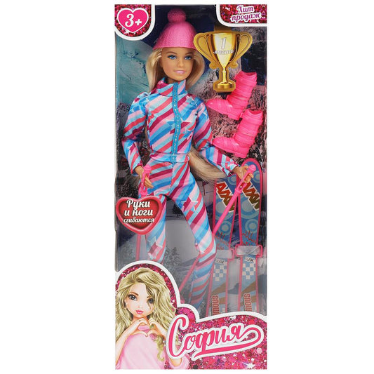 Кукла 29см София, руки и ноги сгиб, лыжница, кор КАРАПУЗ в кор.24шт