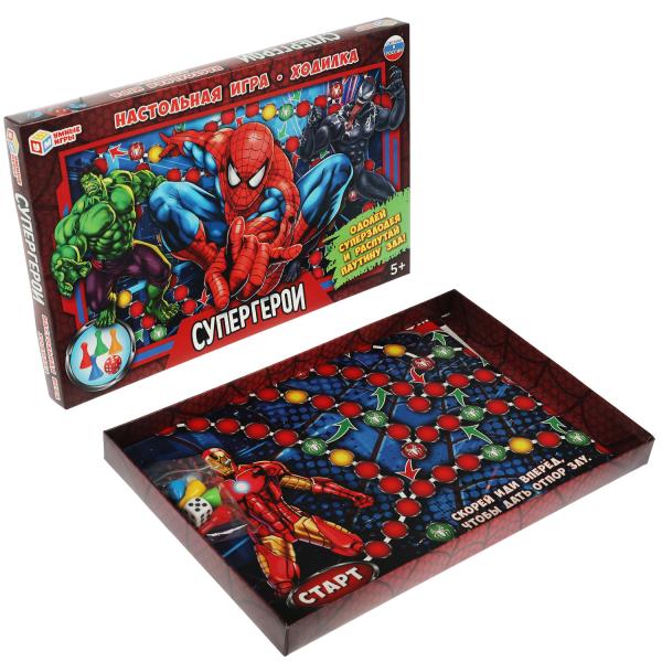 Настольная игра-ходилка "Супергерои". 217х330х27мм. Умные игры в кор.20шт