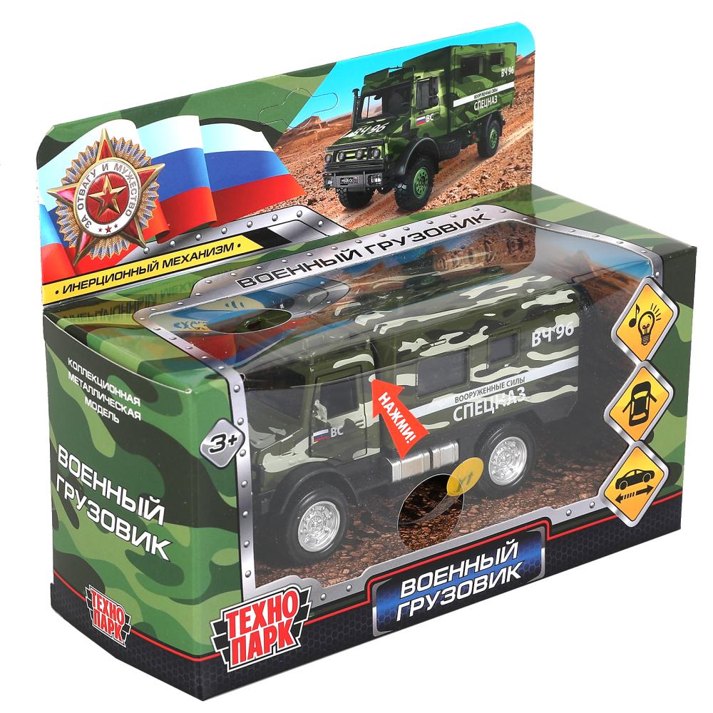FY6066A-14SLMIL-GN306656 Машина металл свет-звук ГРУЗОВИК ВОЕННЫЙ КАМУФЛЯЖ 14 см, двери, зелен, кор.