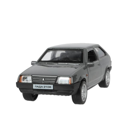 Машина металл LADA-2108 "СПУТНИК" длина 12 см, двери, багаж, серый, в кор. Технопарк в кор.2*36шт