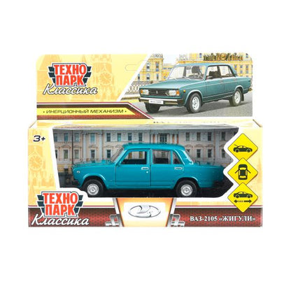 Машина металл LADA ваз-2105 1997 12 cm, двери, багаж, инерц., кор. технопарк Технопарк в кор.2*36шт