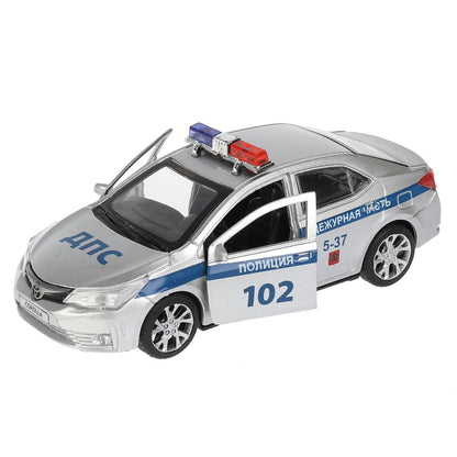 Машина металл TOYOTA COROLLA ПОЛИЦИЯ, длина 12см, открыв. двери, инерц. Технопарк в русс. кор.2*36шт