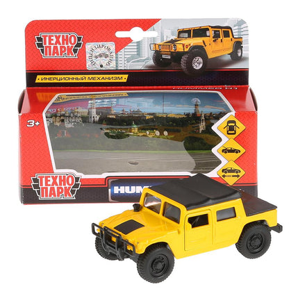 Машина металл Hummer H1 пикап желтый 12см, открыв. двери, инерц. в кор. Технопарк в кор.2*24шт
