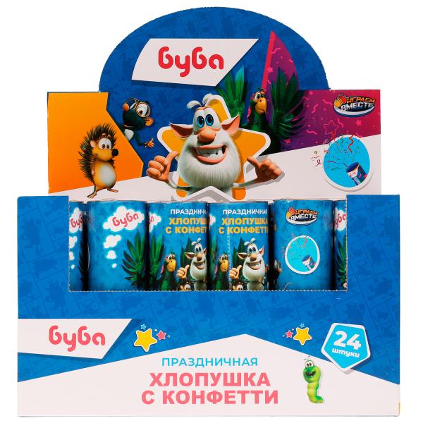 Пружинная хлопушка с конфетти БУБА 15см, шоу-бокс. ИГРАЕМ ВМЕСТЕ уп-24шт в кор.8уп