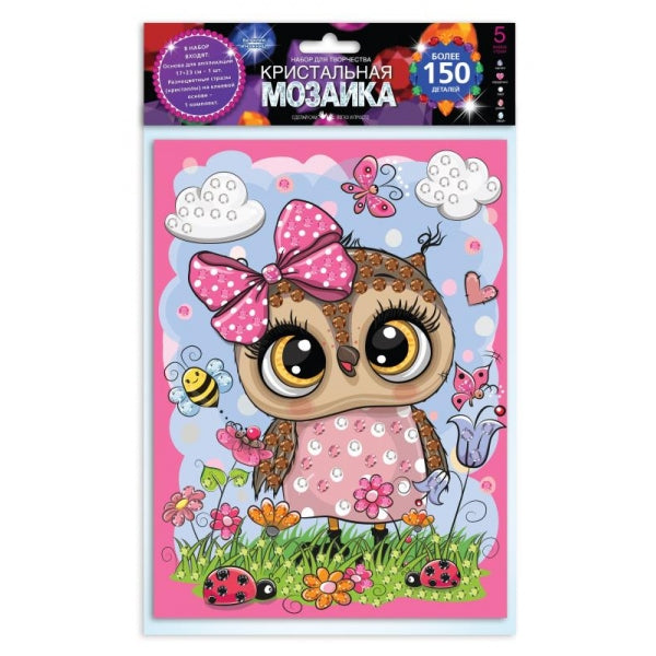 Кристальная мозаика в пакете 17*23 см сова МУЛЬТИ АРТ в кор.100шт
