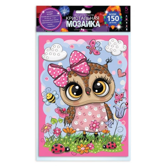 Кристальная мозаика в пакете 17*23 см сова МУЛЬТИ АРТ в кор.100шт