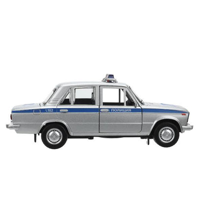 Машина металл свет-звук LADA ВАЗ-2106 13 cm,ПОЛИЦИЯ серебряный кор.технопарк Технопарк в кор.2*36шт
