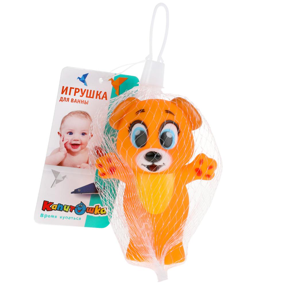 Игрушка для ванны собачка 9 см, в сетке, КАПИТОШКА в кор.2*240шт