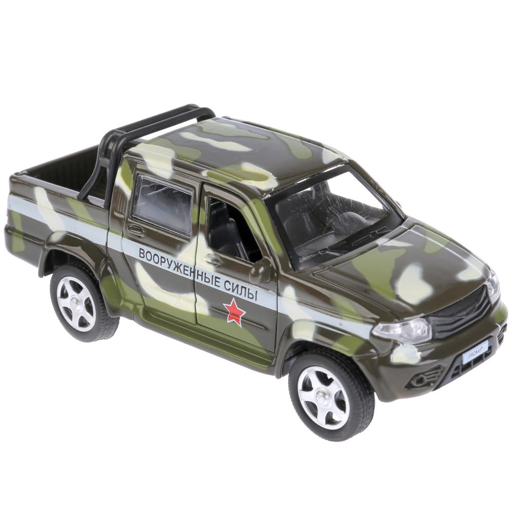 ТМ Технопарк. Машина металл "UAZ PICKUP ВОЕННЫЙ", длина 12 см, откр дв, багаж, инерц. в кор.2*36шт