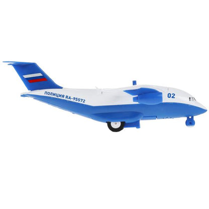 PLANE-20SLPOL-BUWH Модель металл свет-звук САМОЛЕТ ПОЛИЦЕЙСКИЙ 20 см, люк, подвиж дет, кор. Технопар