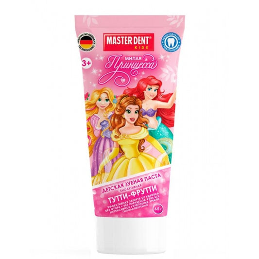 Детская зубная паста милая принцесса тутти-фрутти, 65 г MASTER DENT в кор.24шт