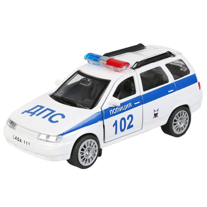 SB-16-67-P(W)-WB 298071 Машина металл LADA 111 ПОЛИЦИЯ, 12 см, дв., багаж., инерц., кор. Технопарк в