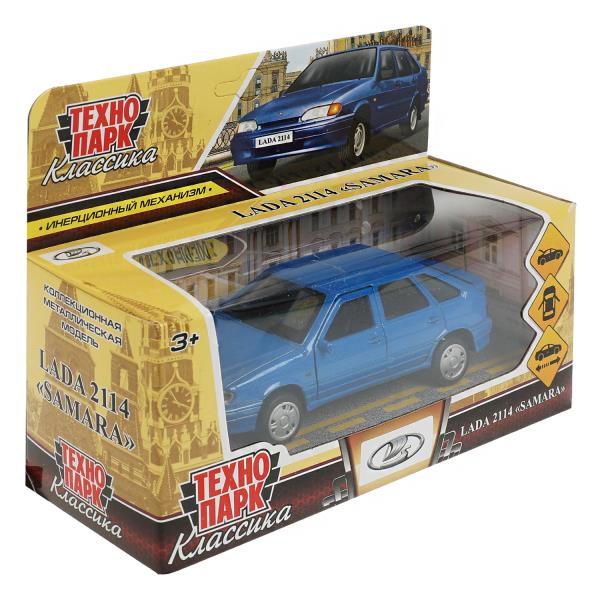 Машина металл LADA -2114 "SAMARA", 12 см, двери, багаж, инерц., синий , кор. Технопарк в кор.2*36шт