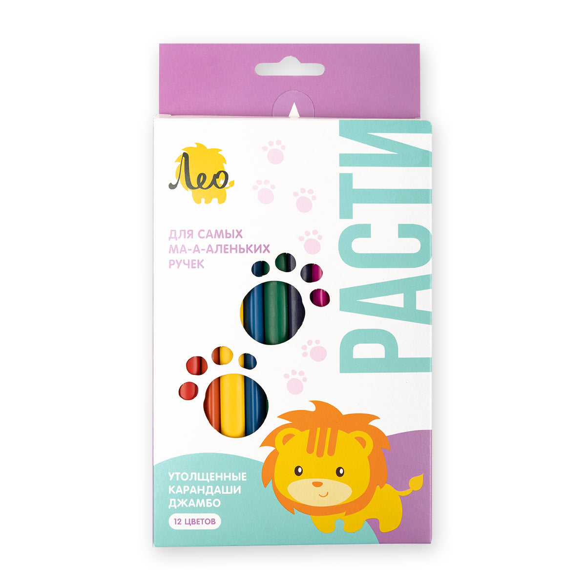 "Лео" "Расти" Набор цветных трехгранных карандашей джамбо LSTJ-12 заточенный  12 цв. . LS