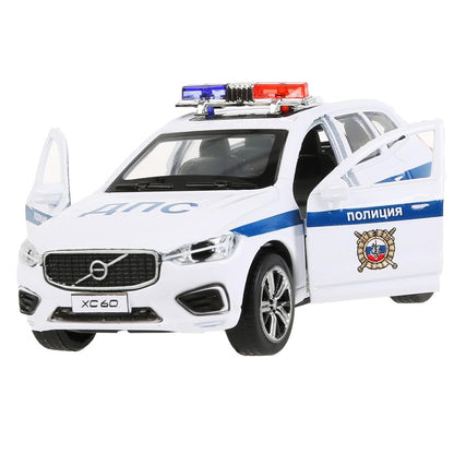 Машина металл "volvo xc60 r-desing полиция" 12см,откр.двери,инерц.,белый в кор Технопарк в кор2*36шт