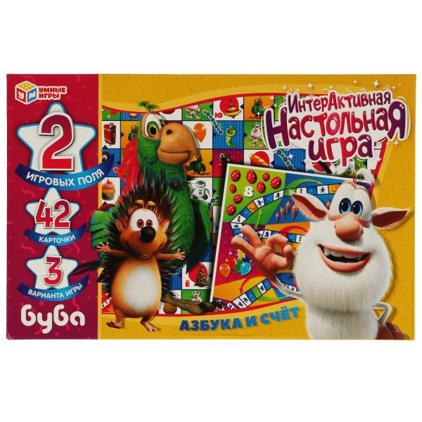 Азбука и счёт. Буба. ИнтерАктивная настольная игра. 350х230х55 мм. Умные игры. в кор.20шт