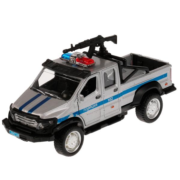 Машина металл ГАЗ ВЕПРЬ ПОЛИЦИЯ 12,5 см, двери, пулем, инерц, сер, кор. Технопарк в кор.2*60шт