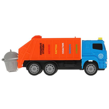 Машина пластик свет-звук KAMAZ МУСОРОВОЗ 17 см, бачок, инерц, син, кор. Технопарк в кор.2*36шт