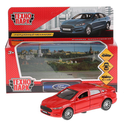 Машина металл FORD MONDEO длина 12 см, двери, багаж, инерц, красный, кор. Технопарк в кор.2*36шт