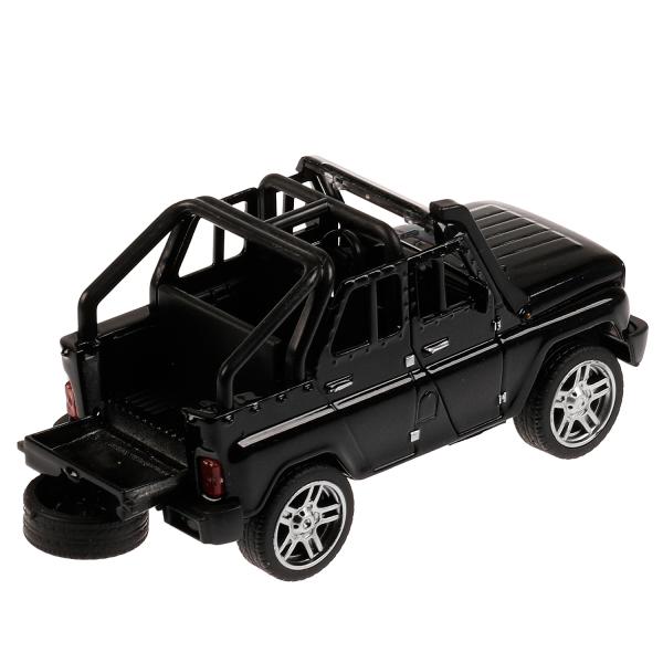 Машина металл UAZ HUNTER длина 11,5 см, двери, багаж, инерц, черный, кор. Технопарк в кор.2*36шт