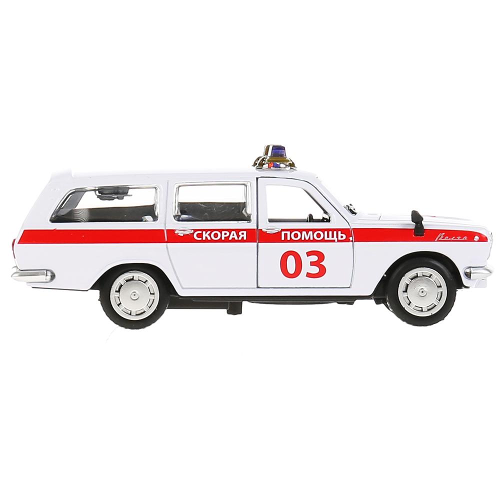 2402-12AMB-WH 303651 Машина металл ГАЗ-2402 "ВОЛГА" СКОРАЯ 12 см, двери, багаж, белая, в кор. Техн