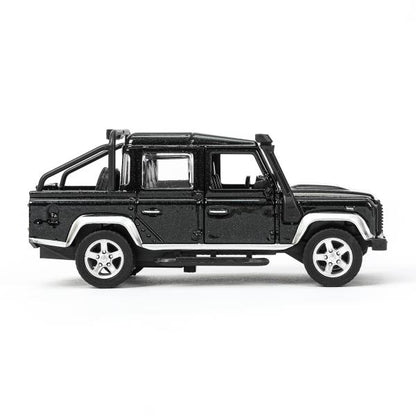 Машина металл LAND ROVER DEFENDER PICKUP 12 см, двери, багаж, черный, кор. Технопарк в кор.2*36шт