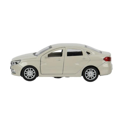 Машина металл LADA vesta 11,5 см, двери, бежевый, кор. Технопарк в кор.2*36шт