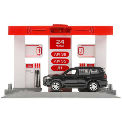 Игрушка пластик свет-звук АВТОЗАПРАВОЧНАЯ СТАНЦИЯ 21 см, lexus lx, кор. Технопарк в кор.2*24шт