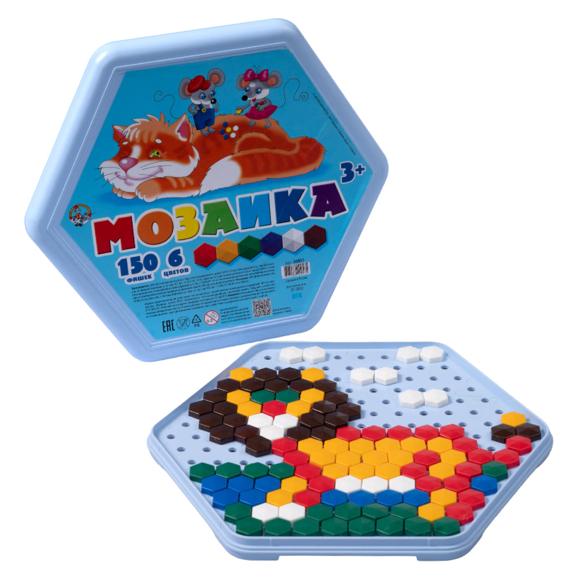 Мозаика шестигранная 150 эл (шестигранная пласт.коробка)