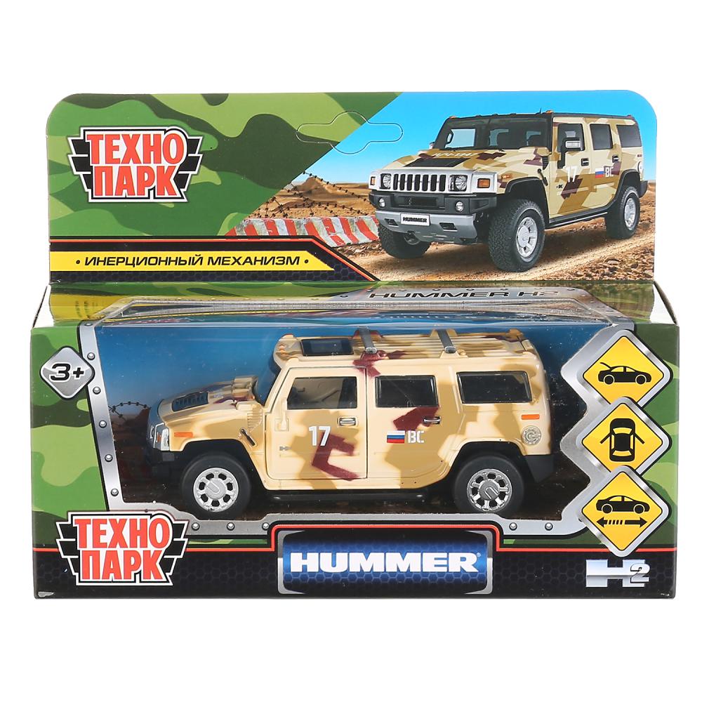 Машина металл "hummer h2 камуфляж" 12см, откр.двери, инерц., песочный в кор. Технопарк в кор.2*36шт