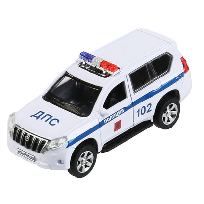 Машина металл "toyota prado полиция" 12см, открыв. двери, инерц., белый в кор. Технопарк в кор2*36шт