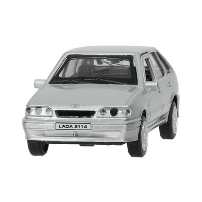 Машина металл LADA-2114 "SAMARA" 12 см, двери, багаж, инерц, серебрист, кор. Технопарк в кор.2*36шт
