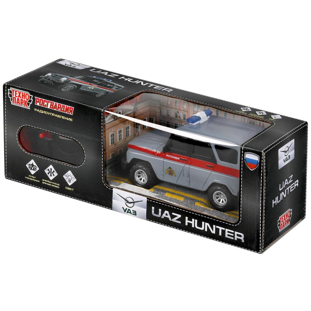 Машина р/у UAZ HUNTER росгвардия 18 см, свет, сер, кор. Технопарк в кор.2*24шт