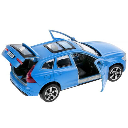 XC60-12FIL-BU303074 Машина металл VOLVO XC60 R-DESIGN МАТОВЫЙ СИНИЙ 12 см, двери, багаж, в кор. Техн